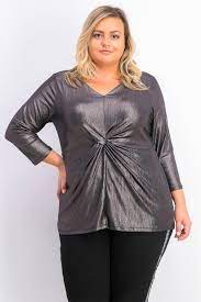 Alfani Women's Metallic Twist-Front Top Black Size Large