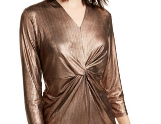 Alfani Women's Metallic Twist-Front Top Black Size Medium
