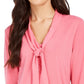 Charter Club Women's Woven Tie Top Pink Size Small