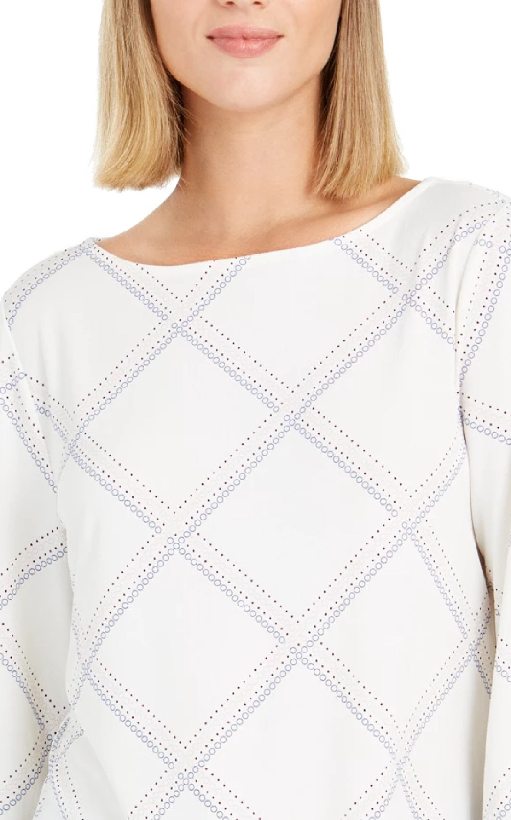 Charter Club Women's Plaid Knit Top Med Blue Size Small