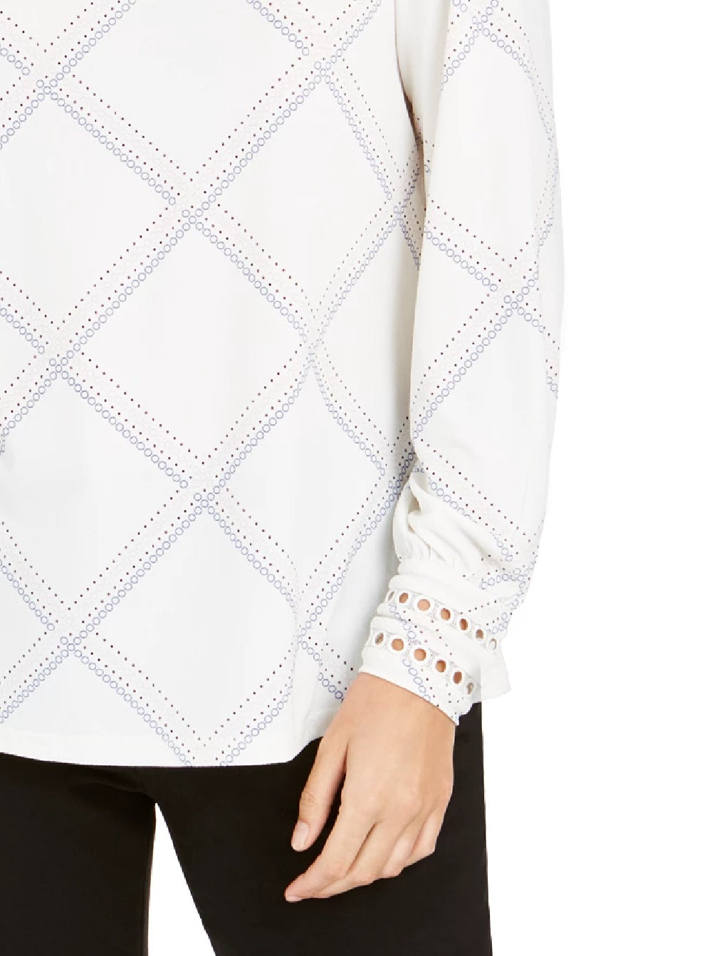 Charter Club Women's Plaid Knit Top Med Blue Size Small