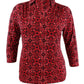 Charter Club Women's 3/4 Sleeve Printed Polo Top Red Size X-Large