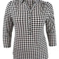 Charter Club Women's 3/4 Sleeve Printed Polo Top Black Size X-Large