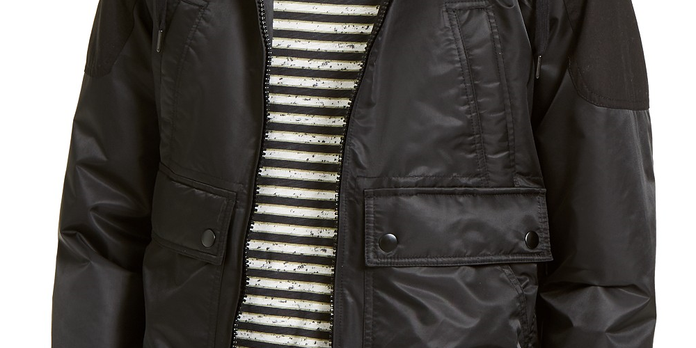 American Rag Men's Ross Hooded Bomber Jacket Black Size Extra Large