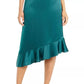 Alfani Women's Asymmetrical Ruffle Hem Skirt Dark Green Size 14
