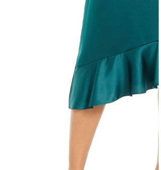 Alfani Women's Asymmetrical Ruffle Hem Skirt Dark Green Size 14
