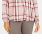 Style & Co Women's Plaid Split-Neck Top Bright Red Size Large