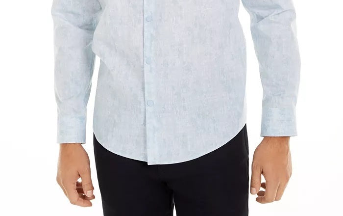 Alfani Men's Classic-Fit Abstract Plaid Shirt Blue Size Large
