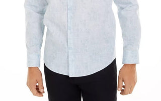 Alfani Men's Classic-Fit Abstract Plaid Shirt Blue Size Large