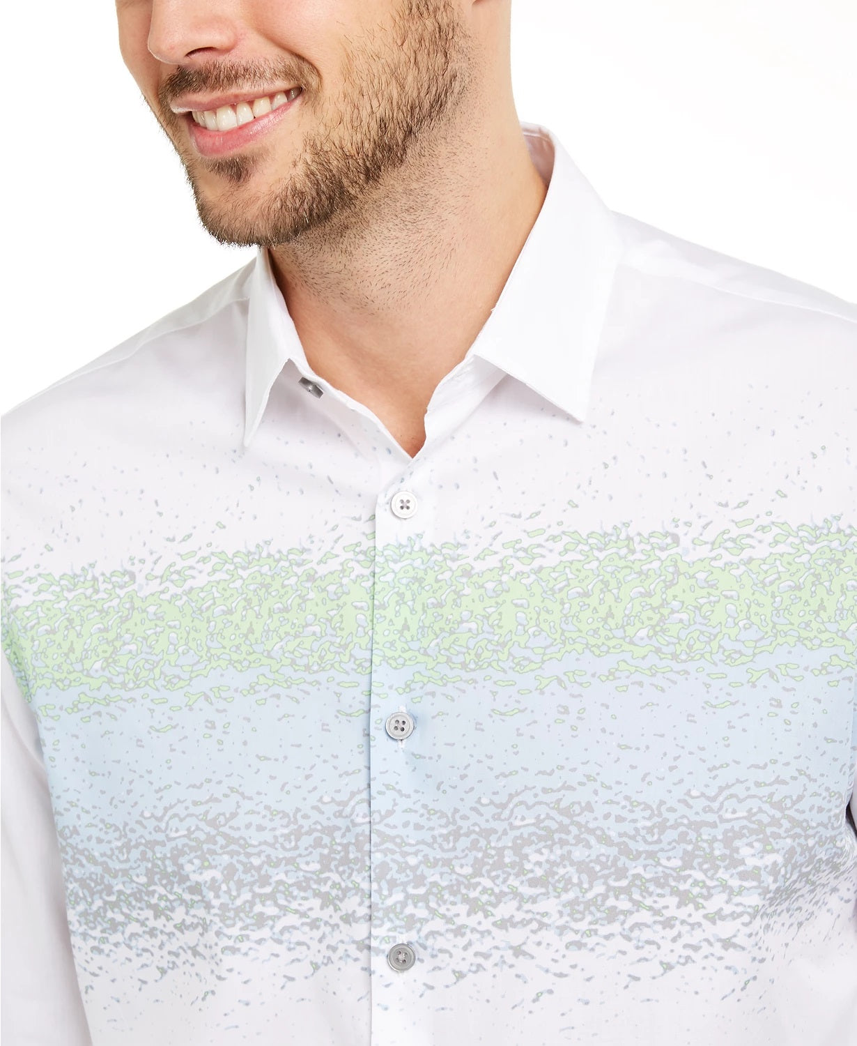 Alfani Men's Classic-Fit Abstract-Stripe Shirt White Size Extra Large