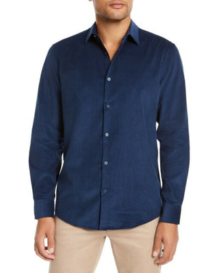 Alfani Men's Classic Fit Corduroy Shirt Blue Size Small