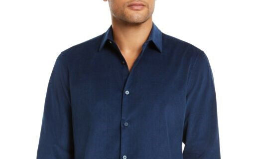 Alfani Men's Classic Fit Corduroy Shirt Blue Size Small
