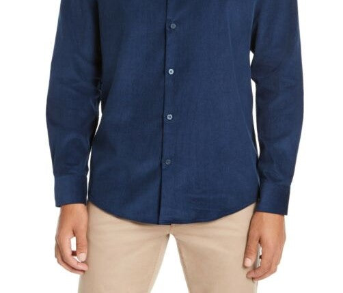 Alfani Men's Classic Fit Corduroy Shirt Blue Size Small