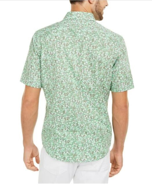 Alfani Men's Classic-Fit Lizard-Print Shirt Green Size Small