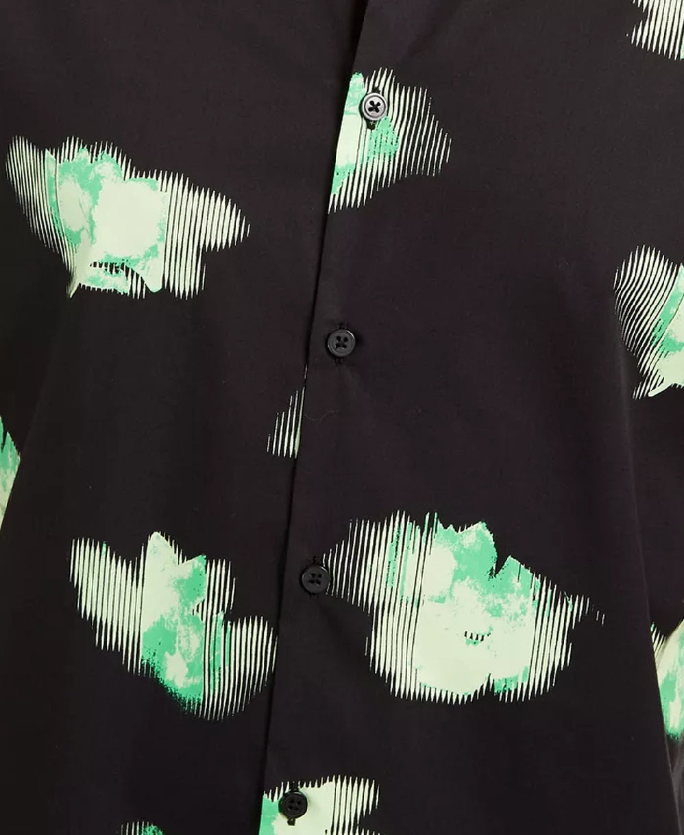 Alfani Men's Classic-Fit Abstract Floral-Print Shirt  Black