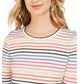 Style & Co Women's Striped Top Beige Size X-Large