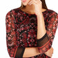 Charter Club Women's Printed Boat-Neck Top Red Size Small