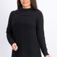 Charter Club Women's Patchwork-Stitch Asymmetrical-Collar Sweater Black Size Large