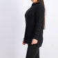 Charter Club Women's Patchwork-Stitch Asymmetrical-Collar Sweater Black Size Large