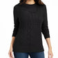 Charter Club Women's Patchwork-Stitch Asymmetrical-Collar Sweater Black Size Medium