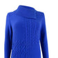 Charter Club Women's Patchwork-Stitch Asymmetrical-Collar Sweater  Blue Size Large