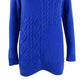 Charter Club Women's Patchwork-Stitch Asymmetrical-Collar Sweater  Blue Size Large
