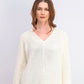 Charter Club Women's Cotton Textured V-Neck Sweater White Size Extra Large