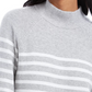Charter Club Women's Striped Mockneck Sweater Gray Size Large