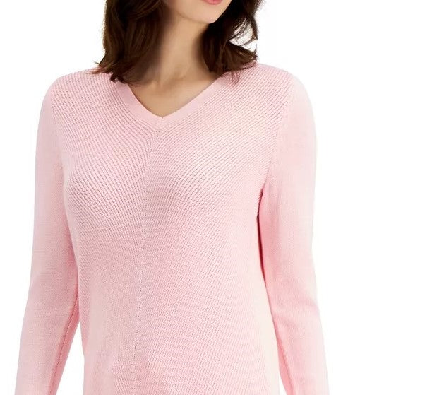 Charter Club Women's V-Neck Sweater Pink Size Extra Small