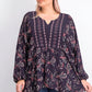 Style & Co Women's Plus Size Paisley Print Blouse Purple Size OX