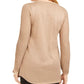 JM Collection Women's Petite Pleated-Sleeve Sweater Brown Size Small