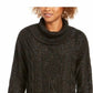 Charter Club Women's Cowl-Neck Cable-Knit Glitter Sweater Black Size Medium