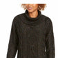 Charter Club Women's Cowl-Neck Cable-Knit Glitter Sweater Black Size Small