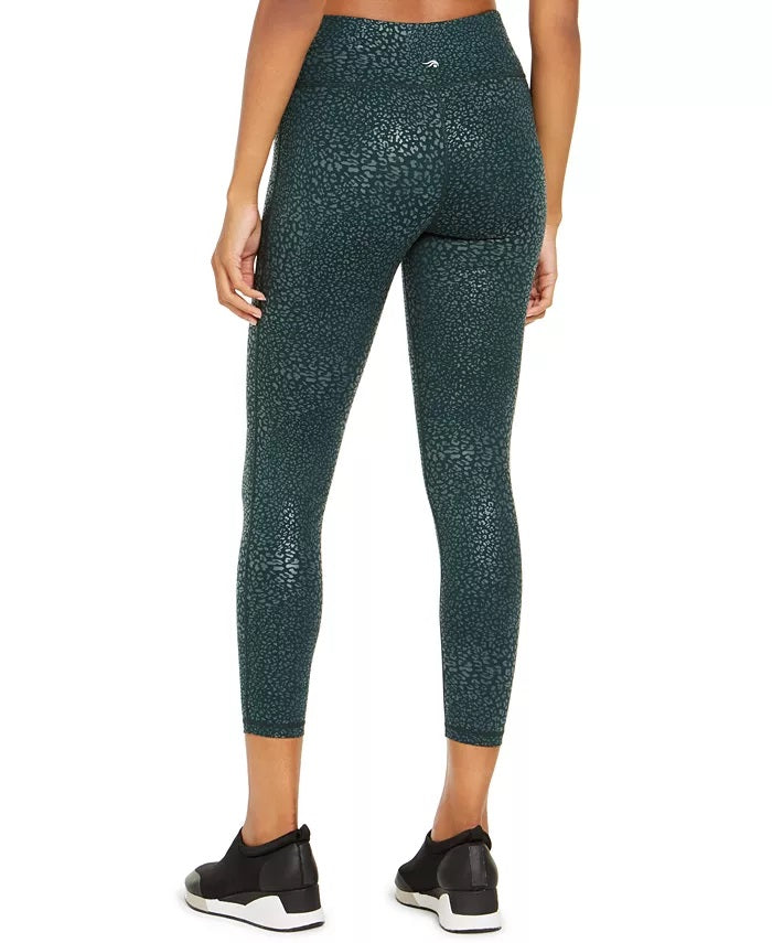 Ideology Women's Tonal Animal Print Leggings Dark Green Size XX-Large