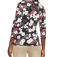 Karen Scott Women's Petite Glitter Floral-Print Top Bright Red Size Petite