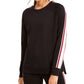 Ideology Women's Varsity Stripe French Terry Sweatshirt Black Size Medium