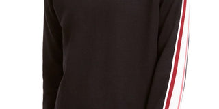 Ideology Women's Varsity Stripe French Terry Sweatshirt Black Size Medium