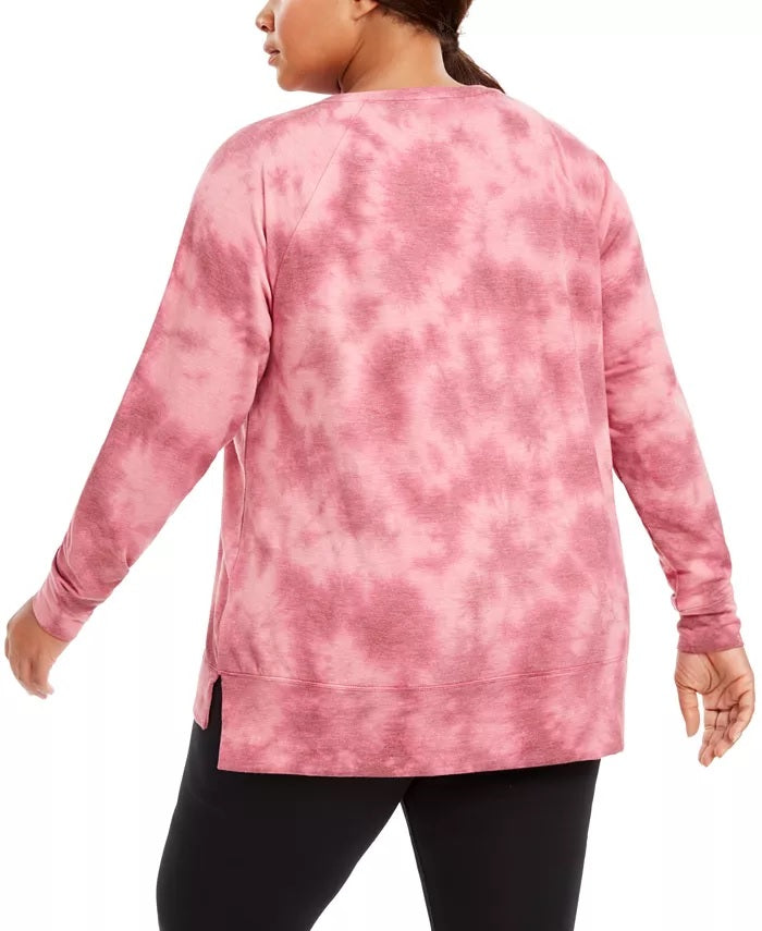 Ideology Women's Plus Size Tie-Dye Sweatshirt Purple Size XXX-Large