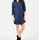 Karen Scott Women's Cotton Chambray Shirt dress Navy Size X-Large
