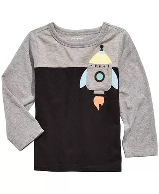 First Impressions Baby Boys Rocket Print Pocket T-Shirt Black Size 24MOS