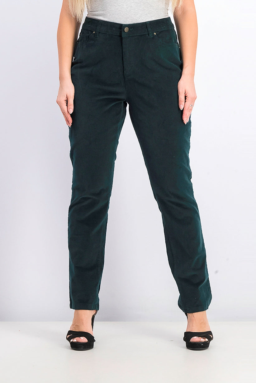 Charter Club Women's Lexington Corduroy Tummy-Control Pants Dark Green Size 6