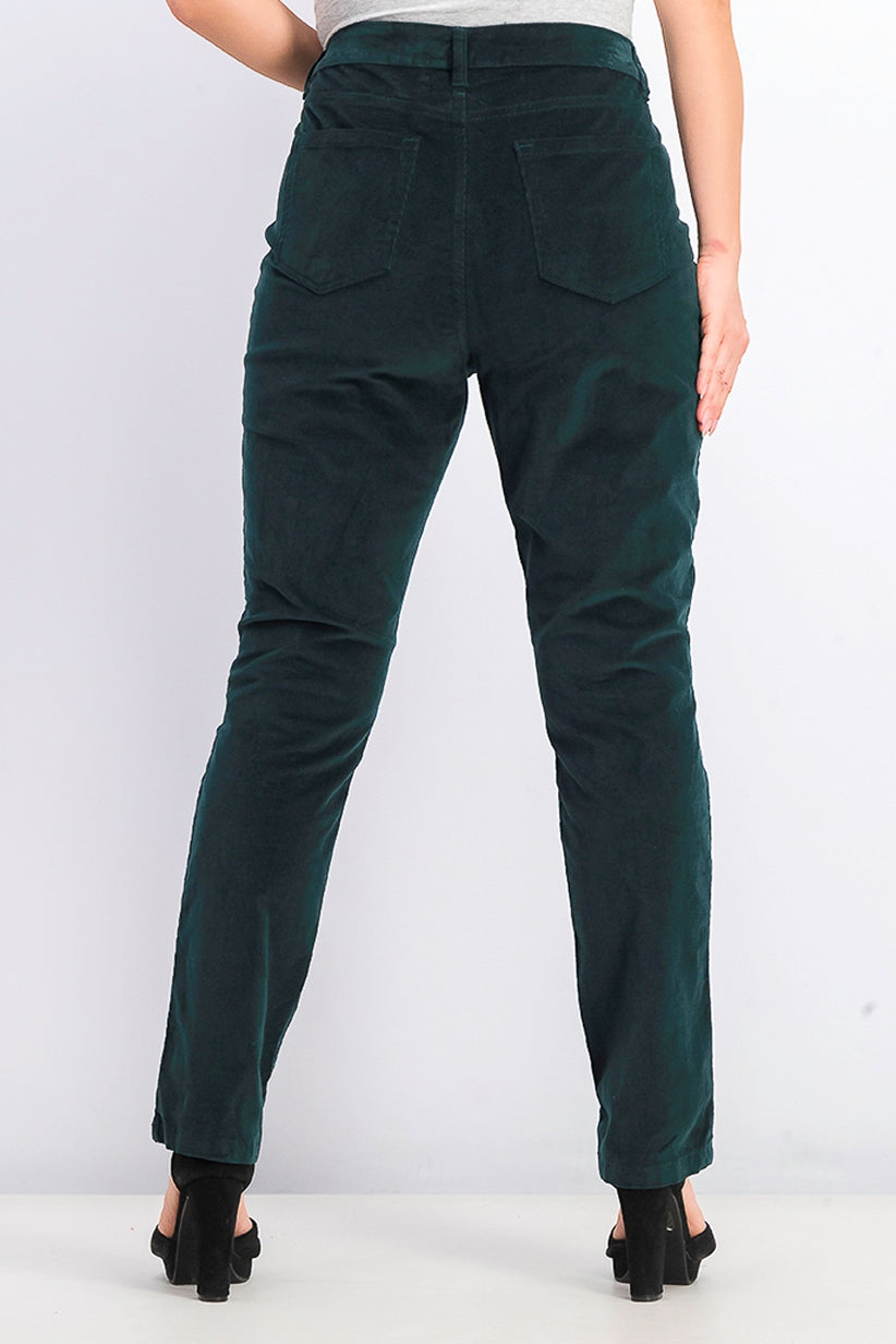 Charter Club Women's Lexington Corduroy Tummy-Control Pants Dark Green Size 6