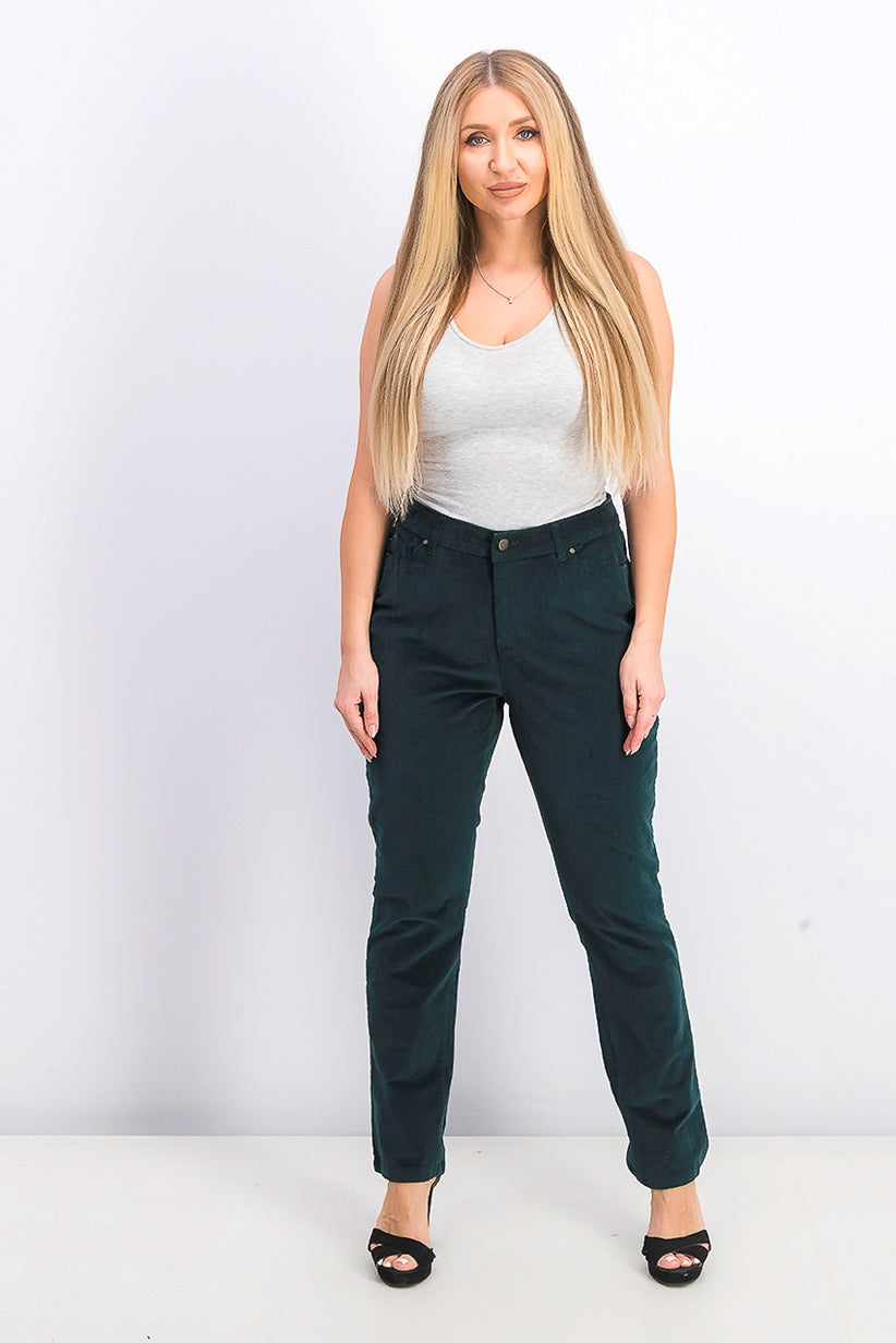 Charter Club Women's Lexington Corduroy Tummy-Control Pants Dark Green Size 6