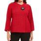 JM Collection Women's Petite Wrap-Front Brooch Sweater Blazer Red Size Medium