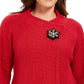JM Collection Women's Petite Wrap-Front Brooch Sweater Blazer Red Size Medium