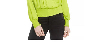 Bar III Women's Smocked Surplice Top Green Size X-Small
