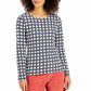 Charter Club Women's Printed Pima Cotton Top White Size X-Small