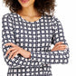 Charter Club Women's Printed Pima Cotton Top White Size X-Small