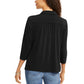 Charter Club Women's Knit Polo Shirt Black Size X-Small