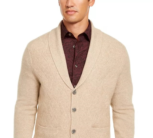 Tasso Elba Men's Cashmere Button Cardigan Brown Size Small